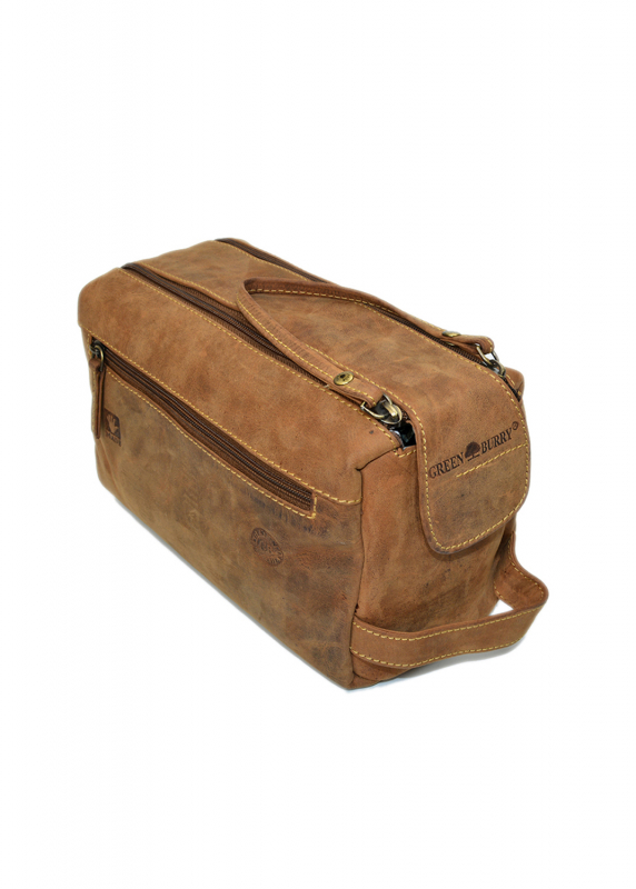 Vintage-Leder Kulturtasche braun